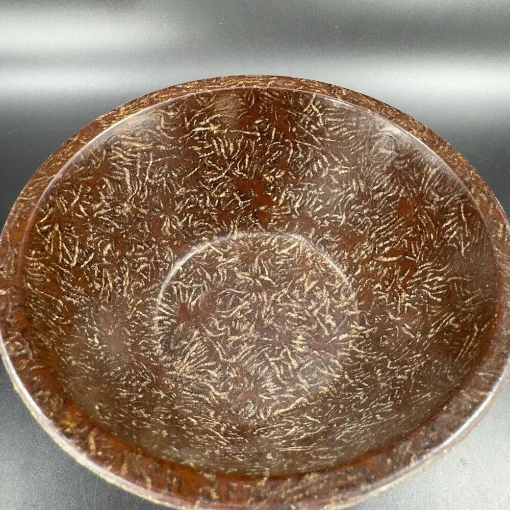 Vintage Permelite Melamine Faux‎ Wood USA Dish Bowl Marked On Bottom Set 2 Pcs